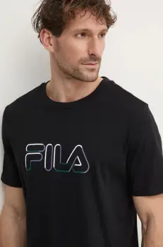 Fila tricou din bumbac Lauben barbati, culoarea negru, cu imprimeu, FAM0789 imagine