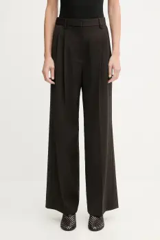 Filippa K pantaloni cu lana culoarea maro, drept, high waist, 32511 imagine