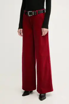 Filippa K pantaloni de catifea cord culoarea rosu, lat, high waist, 31981 imagine