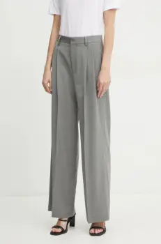 Filippa K pantaloni de lana culoarea gri, drept, high waist, 29582 imagine