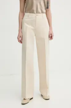 Filippa K pantaloni din in femei, culoarea bej, lat, high waist, 31110 imagine