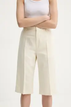 Filippa K pantaloni scurti din amestec de in culoarea bej, modelator, high waist, 31428 imagine