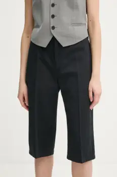 Filippa K pantaloni scurti din amestec de in culoarea negru, modelator, high waist, 31428 imagine