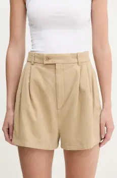 Filippa K pantaloni scurti din bumbac culoarea bej, uni, high waist, 31368 imagine