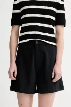 Filippa K pantaloni scurti din bumbac culoarea negru, neted, high waist, 31423.FK imagine