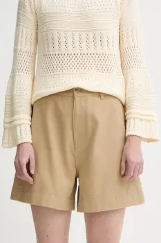 Filippa K pantaloni scurti din bumbac culoarea verde, neted, high waist, 31423.FK imagine