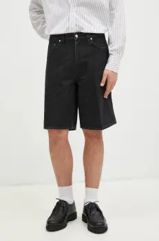 Filippa K pantaloni scurti jeans barbati, culoarea negru, 31381 imagine