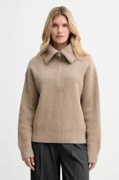 Filippa K pulover de lana culoarea bej, cu guler, 31654 imagine