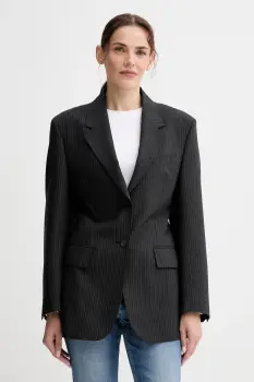 Filippa K sacou din lana culoarea gri, un singur rand de nasturi, cu imprimeu, 31766 imagine