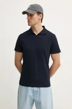 Filippa K tricou polo barbati, culoarea albastru marin, neted, 28909 imagine