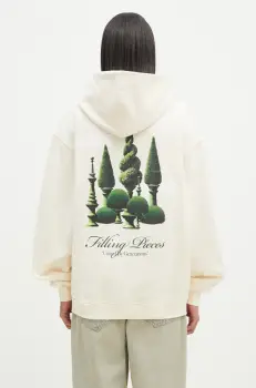 Filling Pieces hanorac de bumbac culoarea bej, cu gluga, cu imprimeu, 80699849936 imagine