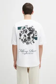 Filling Pieces tricou din bumbac Boxy Bouquet culoarea alb, cu imprimeu, 422520501122 imagine