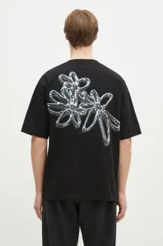 Filling Pieces tricou din bumbac Chrome Flower barbati, culoarea negru, cu imprimeu, 74499821861 imagine