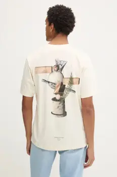 Filling Pieces tricou din bumbac culoarea bej, cu imprimeu, 74414089936 imagine