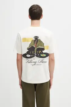 Filling Pieces tricou din bumbac T-shirt DJ culoarea bej, cu imprimeu, 422520500241 imagine