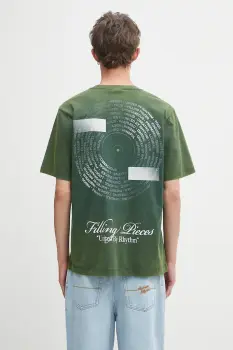 Filling Pieces tricou din bumbac Vinyl culoarea verde, cu imprimeu, 422520500240 imagine