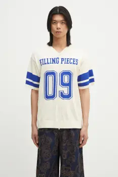 Filling Pieces tricou Knit Jersey American Football barbati, culoarea bej, cu imprimeu, 91099059936 imagine