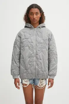 Fiorucci geaca Kissing Angels Quilted culoarea gri, de tranzitie, oversize, W02FPSHO092CJ05GY01 imagine