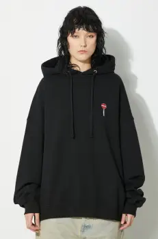 Fiorucci hanorac de bumbac Black Lollipop Patch Hoodie culoarea negru, cu gluga, cu imprimeu, M01FPSHO092CJ05BK01 imagine