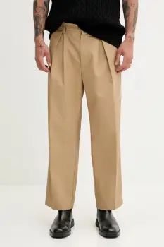 Fiorucci pantaloni Beige Logo Embroidered Chino Trousers culoarea verde, drept, M02SPBPA302CO01NA02 imagine