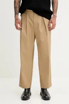 Fiorucci pantaloni Beige Logo Embroidered Chino Trousers culoarea verde, drept, M02SPBPA302CO01NA02 imagine