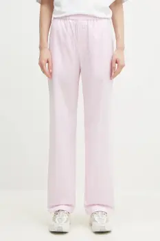 Fiorucci pantaloni de bumbac Gingham Logo culoarea roz, lat, high waist, U02SPBPA299CO01PN02 imagine