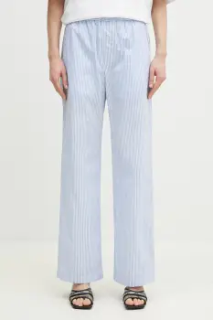 Fiorucci pantaloni de bumbac Striped Logo femei, lat, high waist, U02SPBPA299CO01BL02 imagine