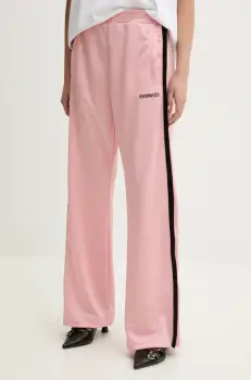 Fiorucci pantaloni de trening Puffy Piping Track Trousers femei, culoarea roz, cu imprimeu, U02SPBPA057PL01PN02 imagine