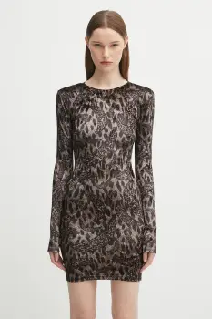 Fiorucci rochie de catifea Banimalier Print Velour Padded Mini culoarea maro, mini, mulata, W02FPDMN011VR01BR01 imagine