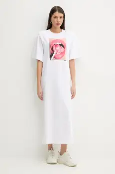 Fiorucci rochie din bumbac Lollipop Mouth Print Maxi T-Dress culoarea alb, maxi, drept, W02SPDTS108CJ01WH03 imagine