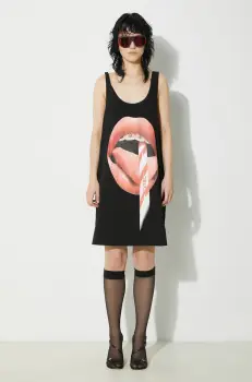 Fiorucci rochie din bumbac Mouth Print Tank Dress culoarea negru, mini, oversize, W01FPDTA111CO01BK01 imagine