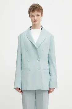 Fiorucci sacou de lana Double Breasted cu doua randuri de nasturi, uni, W02SPBDO059WO01BL02 imagine