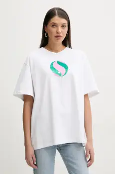 Fiorucci tricou din bumbac Big Lollipop Print Boxy T-Shirt femei, culoarea alb, U02SPTSH103CJ01WH04 imagine