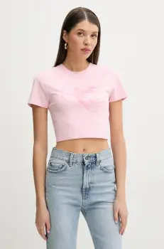 Fiorucci tricou din bumbac Cupid Print Cropped T-Shirt femei, culoarea roz, W02SPTSH094CJ03PN02 imagine