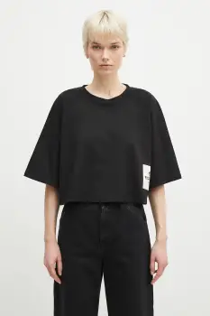 Fiorucci tricou din bumbac Logo Label Cropped Padded femei, culoarea negru, U02SPTSH106CJ01BK01 imagine