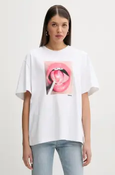 Fiorucci tricou din bumbac Lollipop Mouth Print Boxy T-Shirt femei, culoarea alb, U02SPTSH103CJ01WH09 imagine