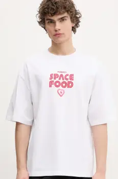 Fiorucci tricou din bumbac Space Food Print Relaxed Fit T-Shirt barbati, culoarea alb, cu imprimeu, U02SPTSH101CJ01WH03 imagine