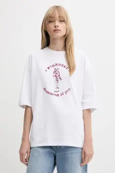 Fiorucci tricou din bumbac White Dreaming of You Print Relaxed Fit T-Shirt culoarea alb, W02SMTSH101CJ01WH03 imagine