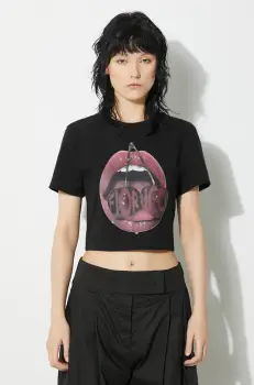 Fiorucci tricou Mouth Print femei, culoarea negru, W01FPTSH094CJ03BK01 imagine