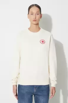 Fjallraven hanorac de bumbac 1960 Logo femei, culoarea bej, cu imprimeu imagine