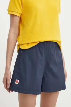 Fjallraven pantaloni scurti outdoor High Coast culoarea albastru marin, neted, high waist, F87034 imagine