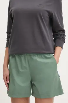 Fjallraven pantaloni scurti outdoor High Coast culoarea verde, neted, high waist, F87034 imagine