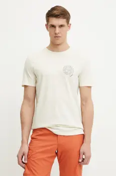 Fjallraven tricou Hemp Blend Out Here barbati, culoarea bej, cu imprimeu, F12600265 imagine