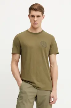 Fjallraven tricou Hemp Blend Out Here barbati, culoarea verde, cu imprimeu, F12600265 imagine