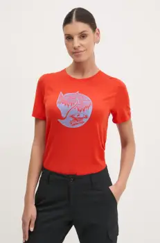 Fjallraven tricou sport Abisko Wool Fox culoarea portocaliu, F84118 imagine