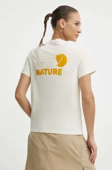 Fjallraven tricou Walk With Nature femei, culoarea bej, F14600171 imagine