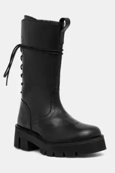 Fly London cizme de piele BERF160FLY culoarea negru, cu toc plat, P211160000 imagine