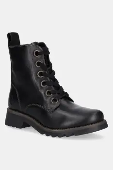 Fly London cizme de piele RAGI539FLY culoarea negru, cu toc plat, P144539003 imagine