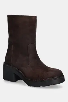 Fly London cizme din piele intoarsa NORE191FLY culoarea maro, cu toc drept, P211191002 imagine