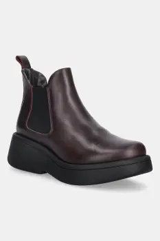 Fly London ghete chelsea de piele MULK159FLY culoarea bordo, cu platforma, P145159011 imagine